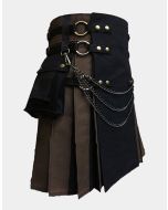 Black And Brown Canvas Cargo Hybrid Kilt