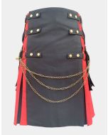 Black and Red Hybrid Utility Kilt with Silver Chain
