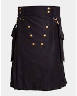 Black Deluxe Utility Kilt For Man