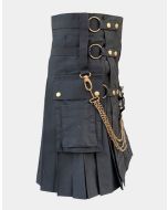 Black Fashion Utility Kilt With Chains