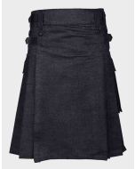 Black Denim Kilt for Men