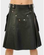 Black Leather Kilt for Men