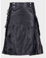 Black Leather Utility Kilt