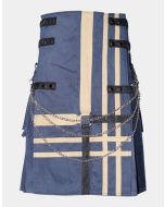 Blue New Fashion Cotton Utility Kilt
