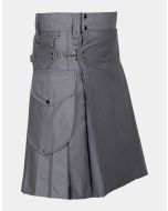 Dark Grey Utility Kilt with Cargo Pockets
