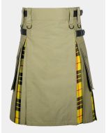 Khaki Cotton MacLeod of Lewis Tartan scotish Hybrid Kilt