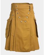Khaki Modern Utility Kilt For Men
