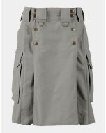 Olive Green Utility Kilt with Leather Straps
