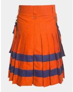 Orange Utility Kilt with blue Lines
