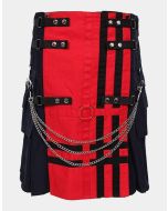 Red And Black Deluxe Utility Fashion kilt
