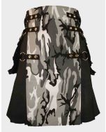 Black Canvas Urban Camouflage Cargo Utility Kilt
