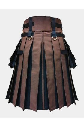 Black And Brown Canvas Cargo Hybrid Kilt