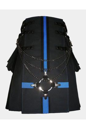  Black Cargo Utility Kilt with Interchangeable Apron 