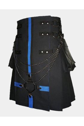  Black Cargo Utility Kilt with Interchangeable Apron 