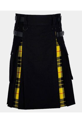 Black Cotton Macleod of lewis Hybrid Kilt
