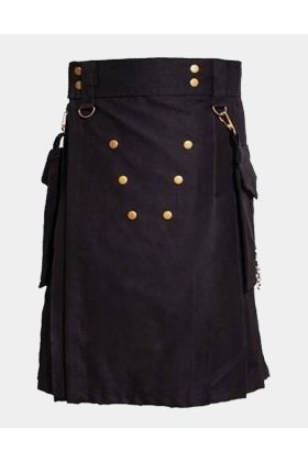 Black Deluxe Utility Kilt For Man