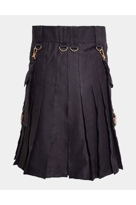 Black Deluxe Utility Kilt For Man