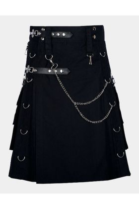 Black Gothic Active Men Utility Kilt 