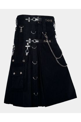 Black Gothic Active Men Utility Kilt 