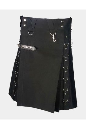 Black Gothic Utility Kilt For Man
