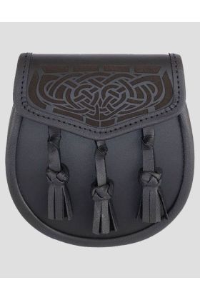 Black Leather with Laser Etched Celtic Design