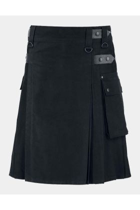 Black Utility Kilt for Men
