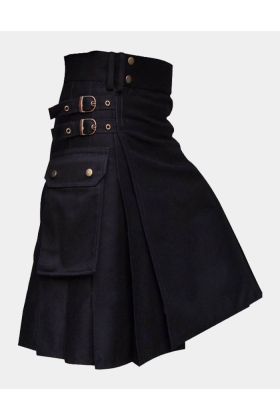 Black Wedding Utility Kilt for Active Men
