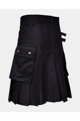 Black Wedding Utility Kilt for Active Men
