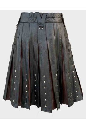 Black and Brown Leather Kilt for Men
