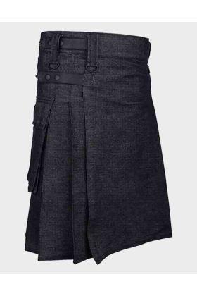 Black Denim Kilt for Men