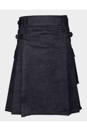 Black Denim Kilt for Men