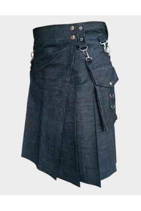 Fashionable Denim Kilt for Royal Men