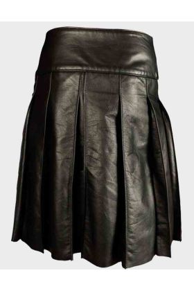 Black Gothic Leather Utility Kilt for Men