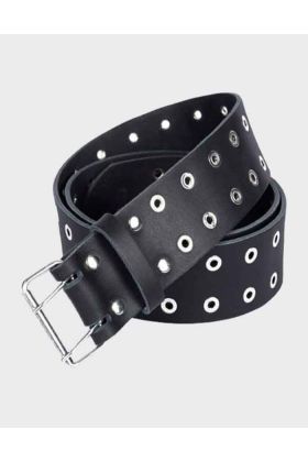 BLACK LATHER SILVER STUDS MODERN KILT BELT