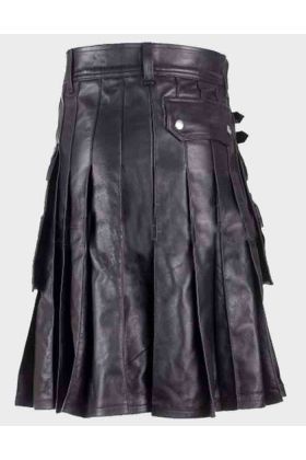 Black Leather Utility Kilt