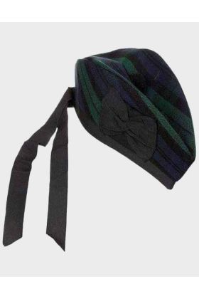 Black Watch Tartan Glengarry Hat With Black POM