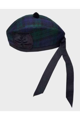 Black Watch Tartan Glengarry Hat With Black POM