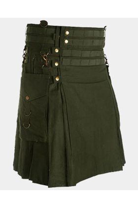Deluxe Olive Green Modern Utility Kilt