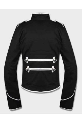 Fashionable Gothic Black Silver Military Drummer Jacket