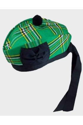 Glengarry Hat in Irish Tartan With Black POM