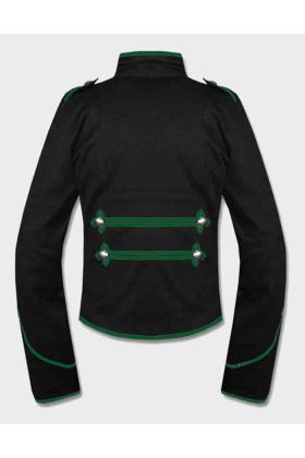 Gothic Black Green Military Drummer Jacket