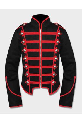 Gothic Red Black Military Drummer Jacket for Sexy Men