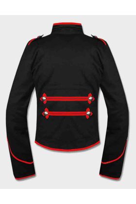 Gothic Red Black Military Drummer Jacket for Sexy Men