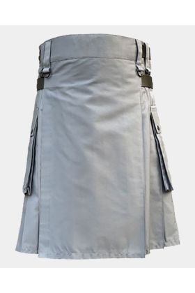 Gray Utility Kilt with Cargo Pocket