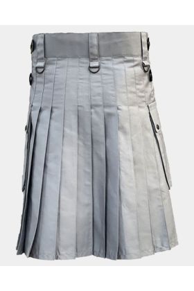 Gray Utility Kilt with Cargo Pocket