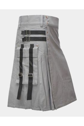 Grey Charm Casual Utility Kilt For Men