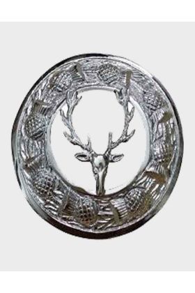 Head Stag Fly Plaid Brooch