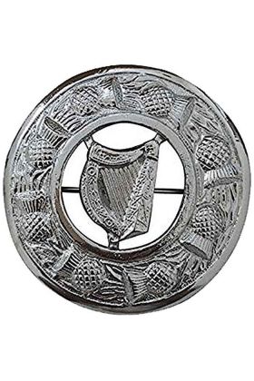 Irish Harp Fly Plaid Brooch