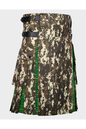 Irish Tartan &amp; Digital Camo Hybrid Utility Kilt