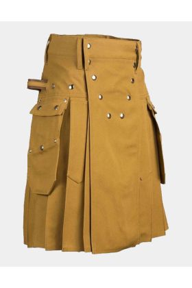 Khaki Modern Utility Kilt For Men

